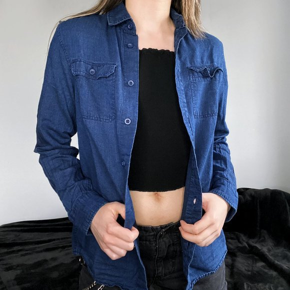 FREE ADD ON - H&M Denim Look Blue Flannel Shirt - Picture 2 of 8